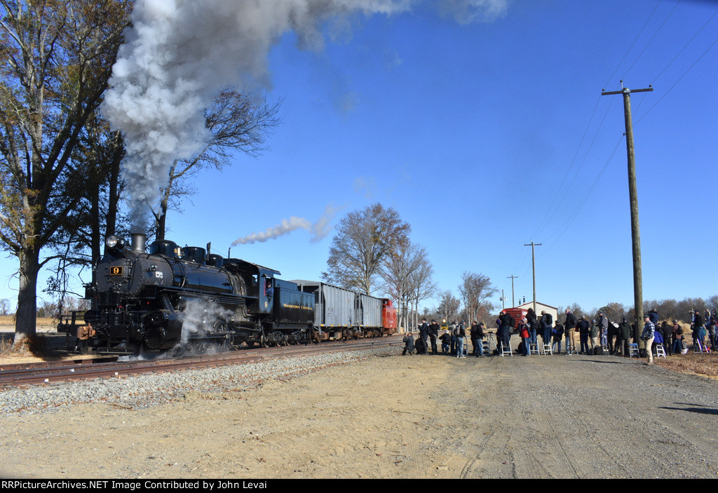 The steam charter special once again heads for its last runby in the S. Woodstown section of Woodstown 